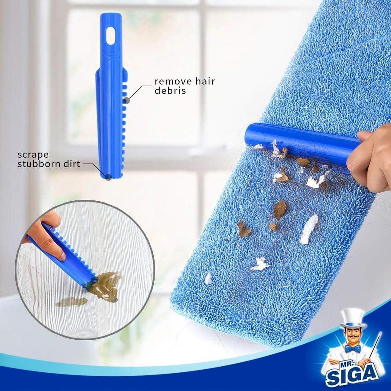 Alt view image 6 of 6 - MR.SIGA Professional Microfiber Mop for Hardwood, Laminate, Tile Floor Cleaning, Stainless Steel Handle - 3 Reusable Flat Mop Pads and 1 Dirt Removal Scrubber Included
