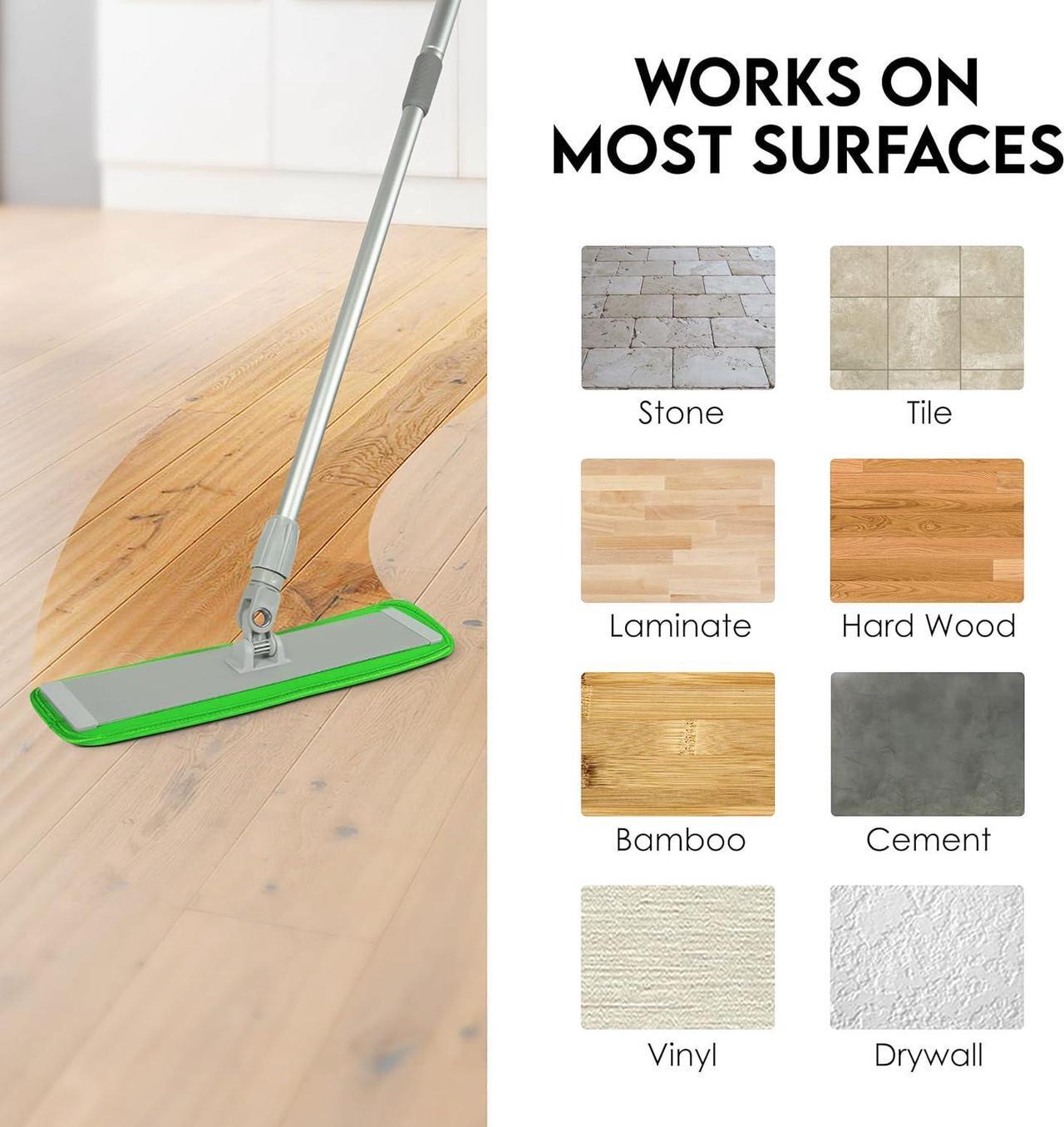 Alt view image 4 of 7 - Turbo Microfiber Mop Floor Cleaning System - 18-inch Dust Mop with 4 Reusable Pads for Hardwood and Tile, 360-Spin Floor Mop Head & Extendable Handle - Household Cleaning Tools