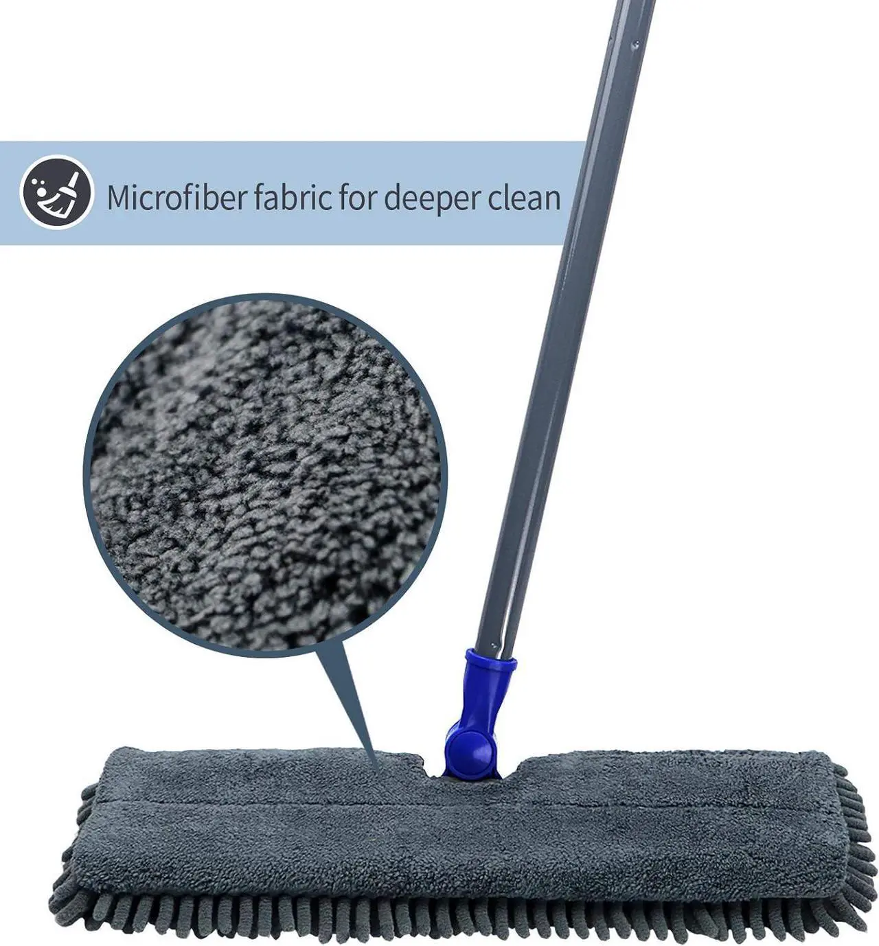 Alt view image 3 of 7 - Masthome Microfiber Flip Mop, Flat Dust Mop with 4 Washable Mop Pads and 1 Cleaning Scraper, Dual-Action Wet Dry Mop for Hardwood Laminate Ceramic Marble Tile Floor Cleaning