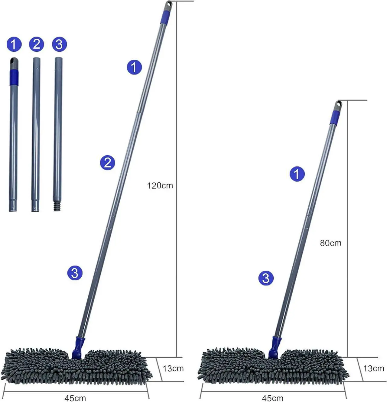Alt view image 5 of 7 - Masthome Microfiber Flip Mop, Flat Dust Mop with 4 Washable Mop Pads and 1 Cleaning Scraper, Dual-Action Wet Dry Mop for Hardwood Laminate Ceramic Marble Tile Floor Cleaning