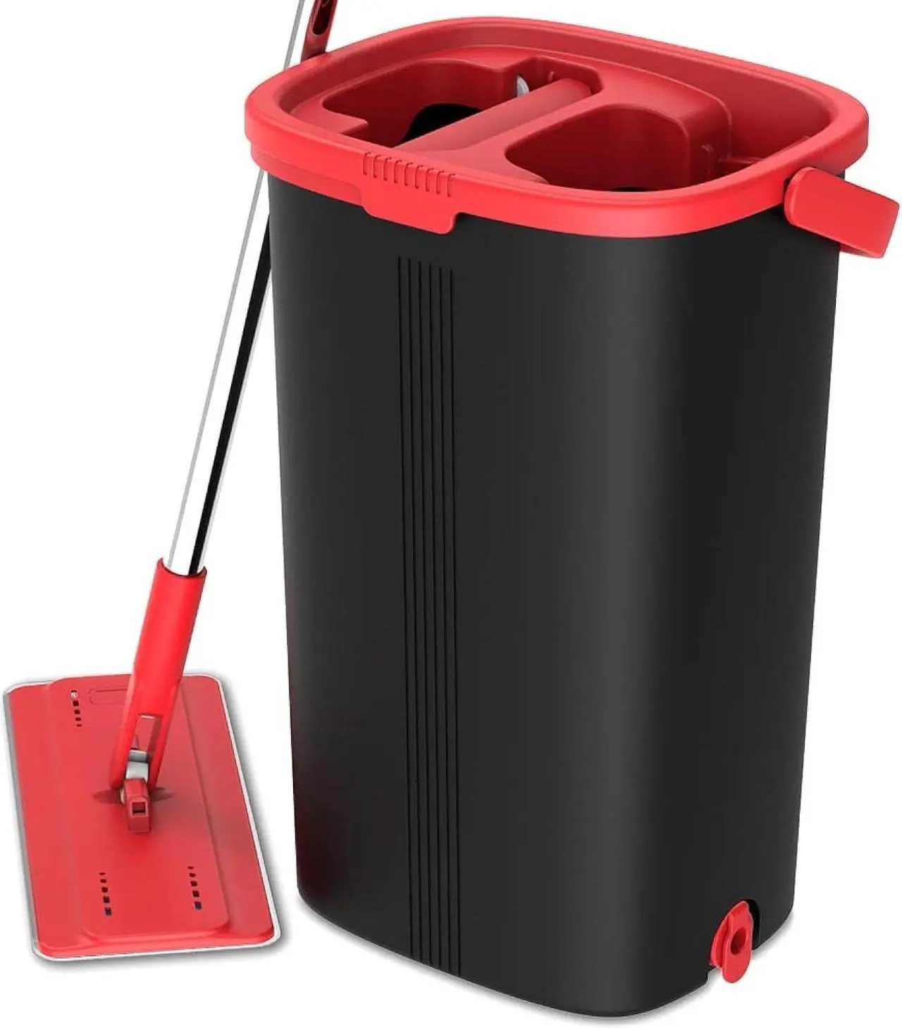 Main image of TETHYS Flat Floor Mop and Bucket Set for Professional Home Floor Cleaning System with Aluminum Handle/2-Washable Microfiber Pads Perfect Home + Kitchen Cleaner for Hardwood, Laminate, Tiles, Vinyl