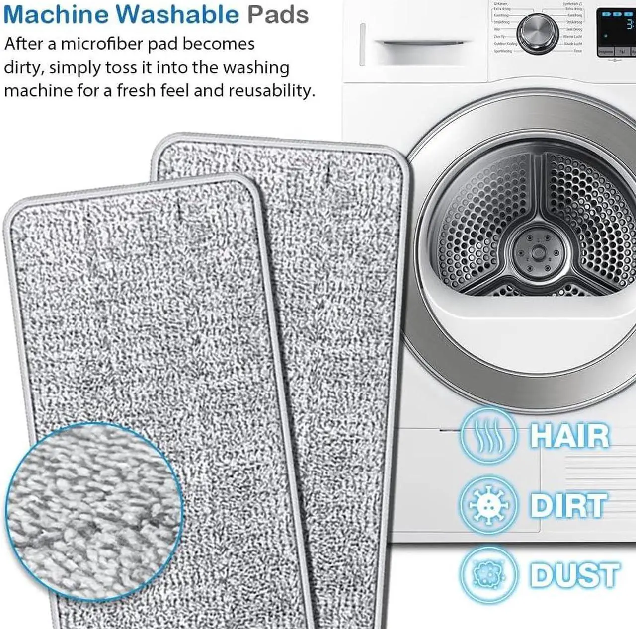 Alt view image 4 of 7 - TETHYS Flat Floor Mop and Bucket Set for Professional Home Floor Cleaning System with Aluminum Handle/2-Washable Microfiber Pads Perfect Home + Kitchen Cleaner for Hardwood, Laminate, Tiles, Vinyl