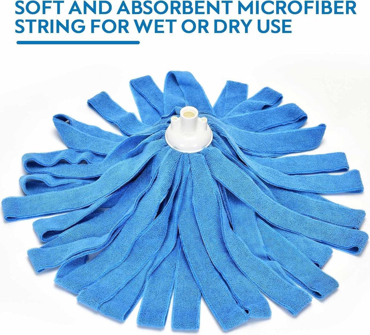 Alt view image 7 of 7 - Matthew Microfiber Cloth Mop Compatible with Ceda Microfiber Cloth Mop Refill Commercial Mop Replacement 54" Stainless Steel Handle with 2 Wet Mop Heads w/1 Handle Incl.2Pcs Microfiber Cloth-Blue