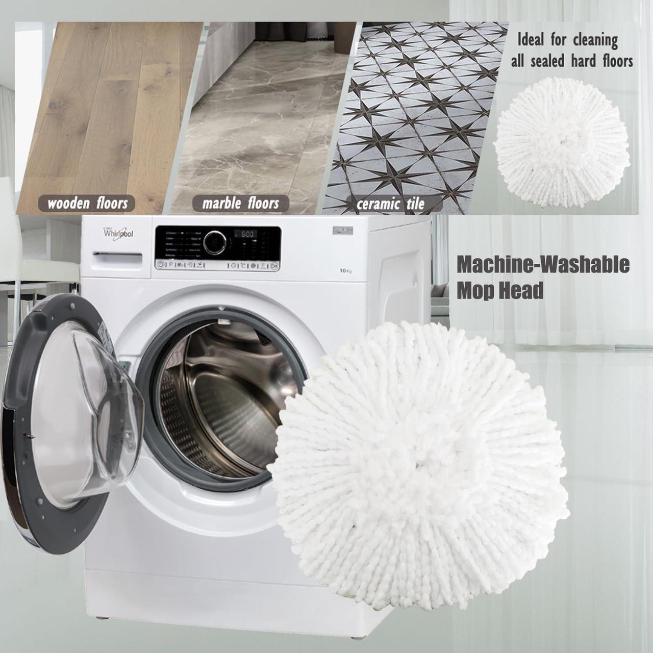 Alt view image 3 of 5 - 4 Pack Spin Mop Replacement Heads Microfiber Mop Refills Replace Heads Safe for All Hard-surfaced Floors Includes 2 Extra Microfiber Cleaning Cloths