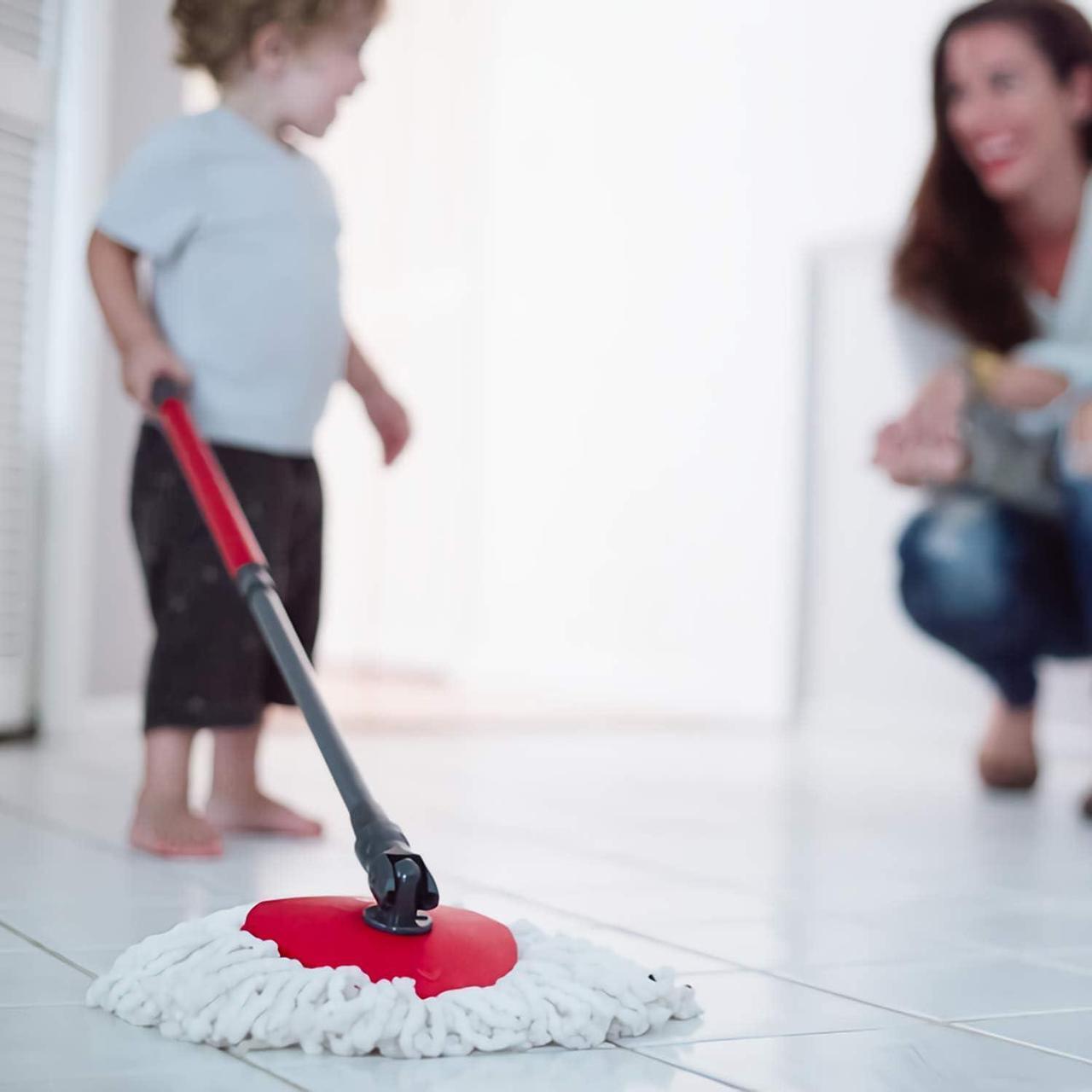 Alt view image 5 of 5 - 4 Pack Spin Mop Replacement Heads Microfiber Mop Refills Replace Heads Safe for All Hard-surfaced Floors Includes 2 Extra Microfiber Cleaning Cloths