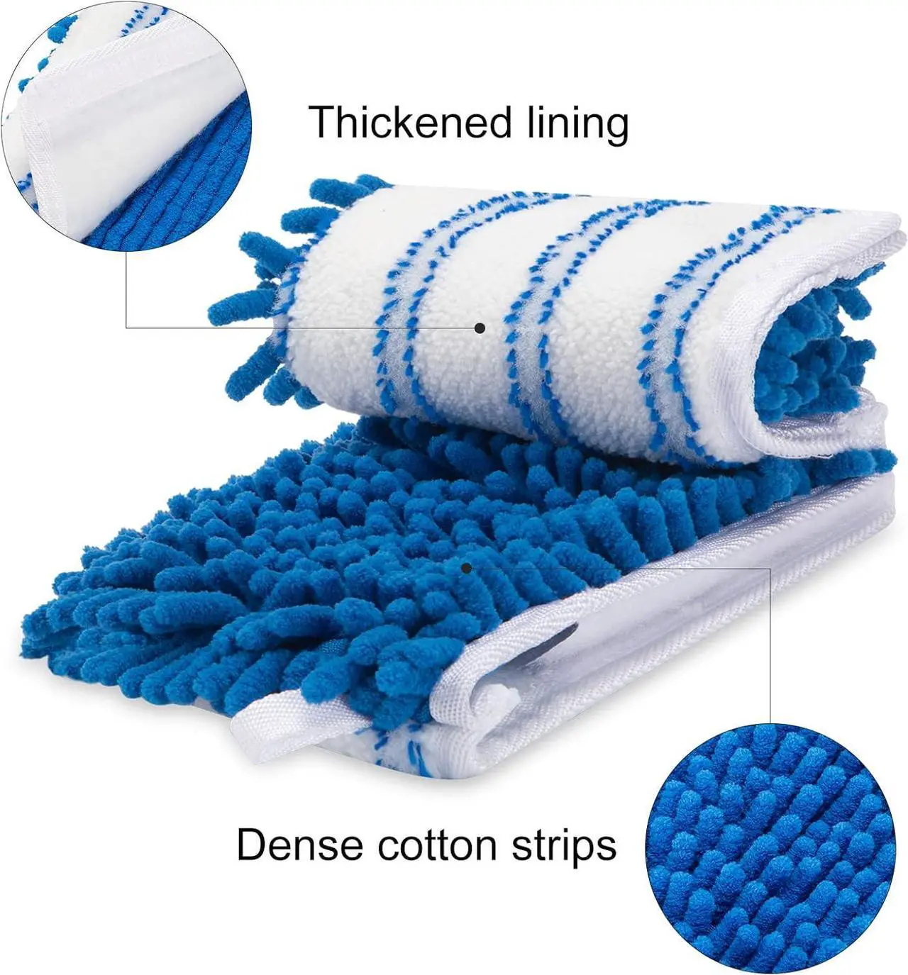 Alt view image 3 of 7 - 3 Pack Mop Refills Compatible for Dua-Action Microfiber Mop, Mop Heads Replacements for Dry Wet Use, Double Sided All Surface Cleaning,Chenille Flip Mop Replace Head