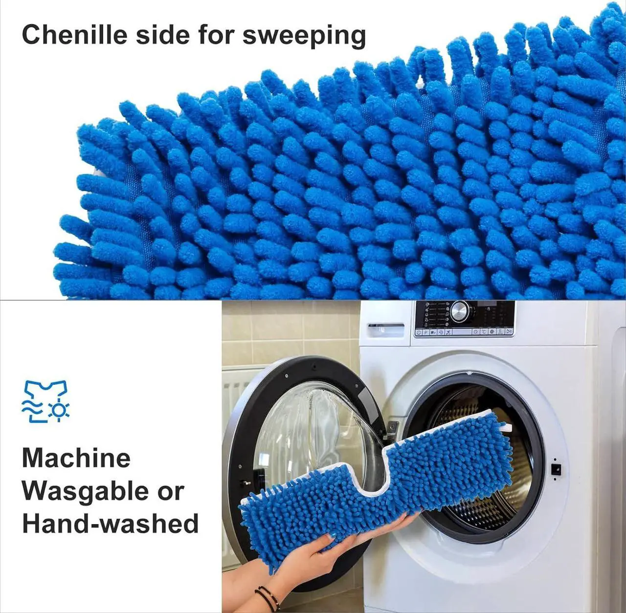 Alt view image 6 of 7 - 3 Pack Mop Refills Compatible for Dua-Action Microfiber Mop, Mop Heads Replacements for Dry Wet Use, Double Sided All Surface Cleaning,Chenille Flip Mop Replace Head