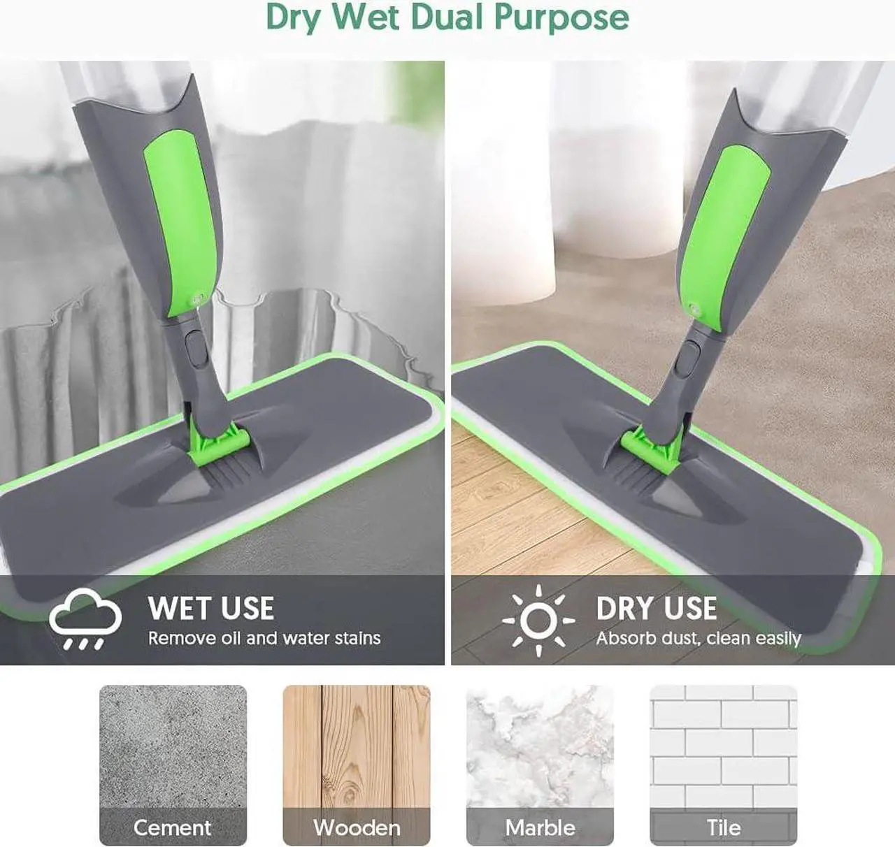 Alt view image 2 of 7 - Spray Mop Floor Mop, ILAVCOOL Mops for Floor Cleaning Spray Floor Mops with 3 Reusable Microfiber Mop Pads & 550ML Refillable Bottle Wet Dry Mop for Hardwood Floor Laminate Tile Wood Floor Cleaner