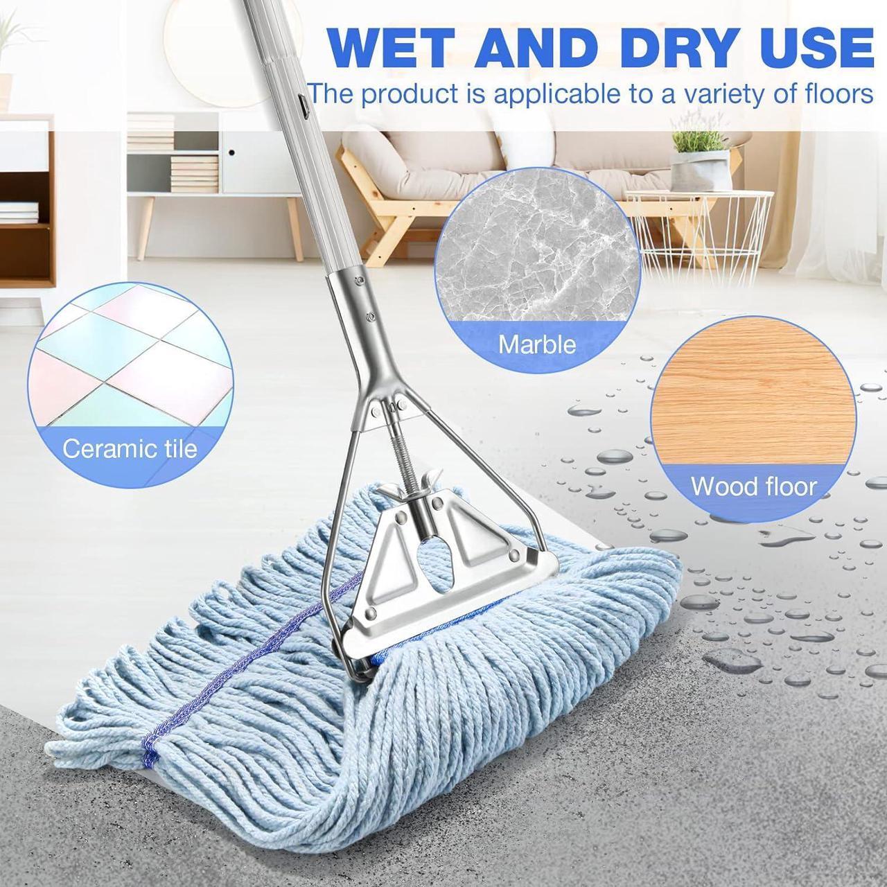 Alt view image 2 of 7 - String Mop for Floor Cleaning - Heavy Duty Industrial Commercial Mop with Extra Replacement Mop Head , 59inch Mop Handle, Wet Mop for Home,Garage,Office, Workshop, Warehouse Floor Cleaning