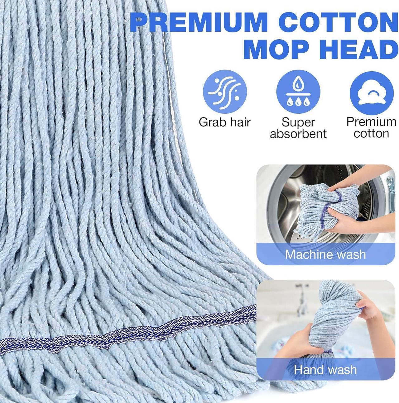 Alt view image 3 of 7 - String Mop for Floor Cleaning - Heavy Duty Industrial Commercial Mop with Extra Replacement Mop Head , 59inch Mop Handle, Wet Mop for Home,Garage,Office, Workshop, Warehouse Floor Cleaning