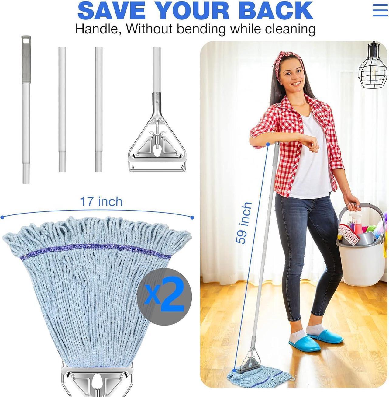 Alt view image 5 of 7 - String Mop for Floor Cleaning - Heavy Duty Industrial Commercial Mop with Extra Replacement Mop Head , 59inch Mop Handle, Wet Mop for Home,Garage,Office, Workshop, Warehouse Floor Cleaning