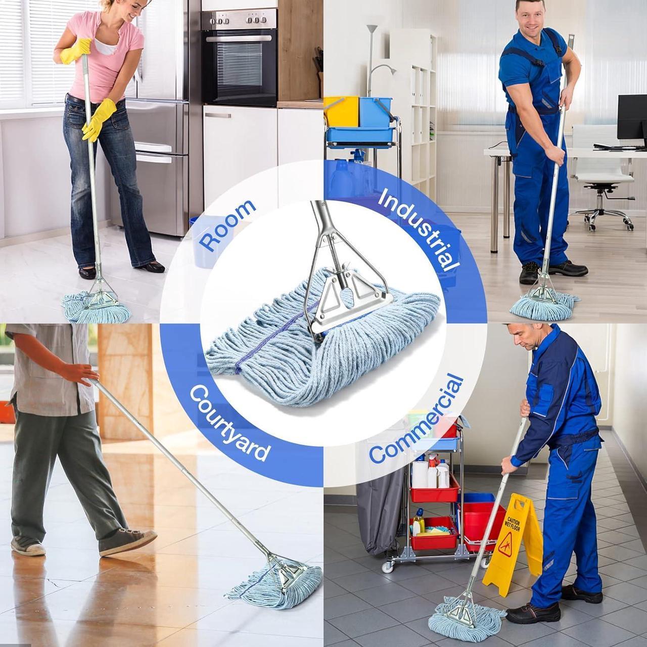Alt view image 6 of 7 - String Mop for Floor Cleaning - Heavy Duty Industrial Commercial Mop with Extra Replacement Mop Head , 59inch Mop Handle, Wet Mop for Home,Garage,Office, Workshop, Warehouse Floor Cleaning