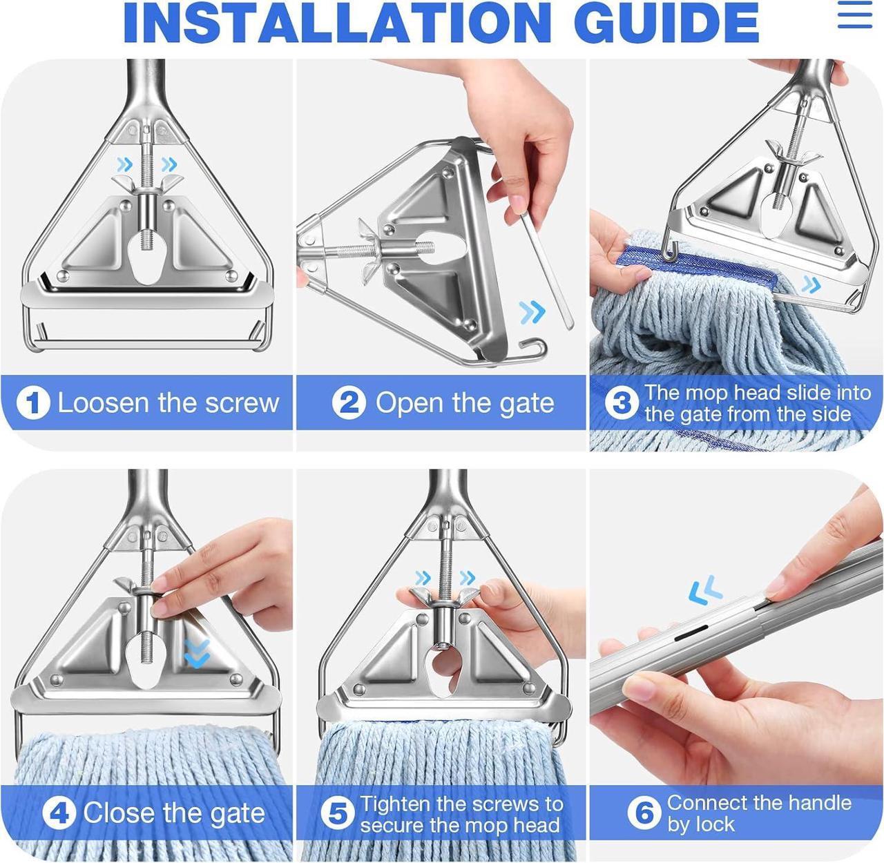 Alt view image 7 of 7 - String Mop for Floor Cleaning - Heavy Duty Industrial Commercial Mop with Extra Replacement Mop Head , 59inch Mop Handle, Wet Mop for Home,Garage,Office, Workshop, Warehouse Floor Cleaning