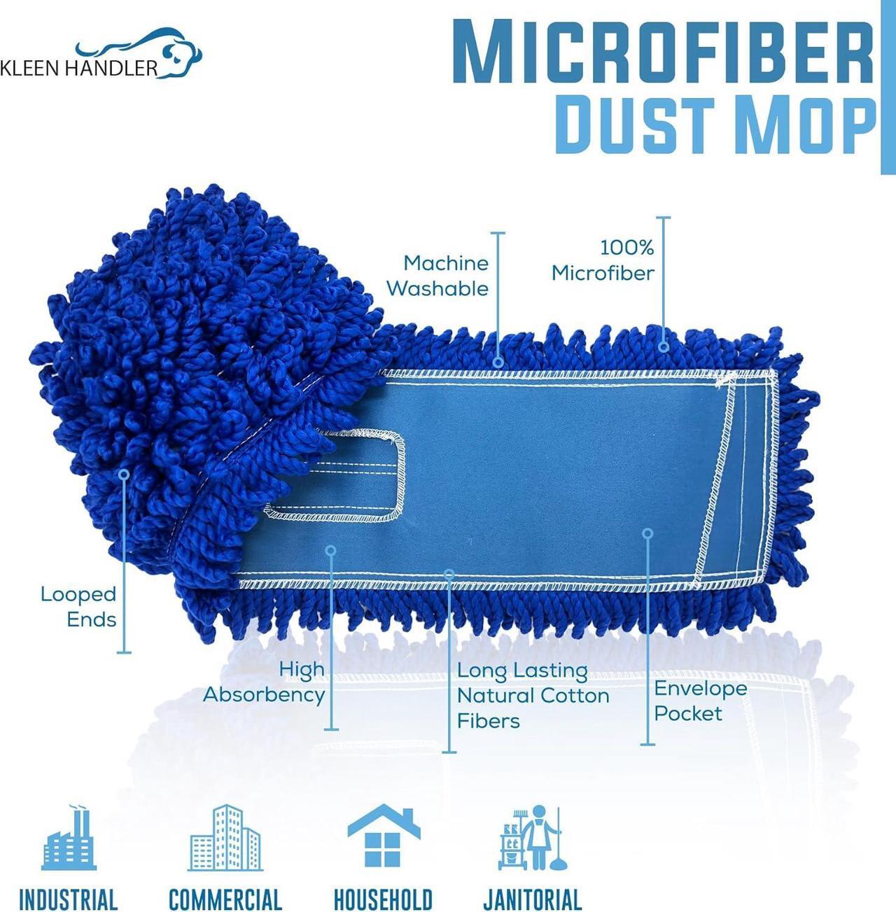 Alt view image 2 of 7 - Kleen Handler 24 inch Microfiber Dust Mop | Medium Washable Commercial Mop Head Replacement, Pack of 3