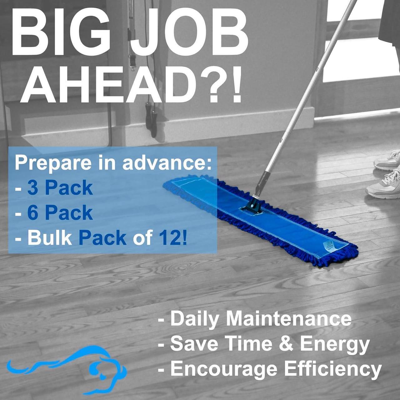 Alt view image 3 of 7 - Kleen Handler 24 inch Microfiber Dust Mop | Medium Washable Commercial Mop Head Replacement, Pack of 3
