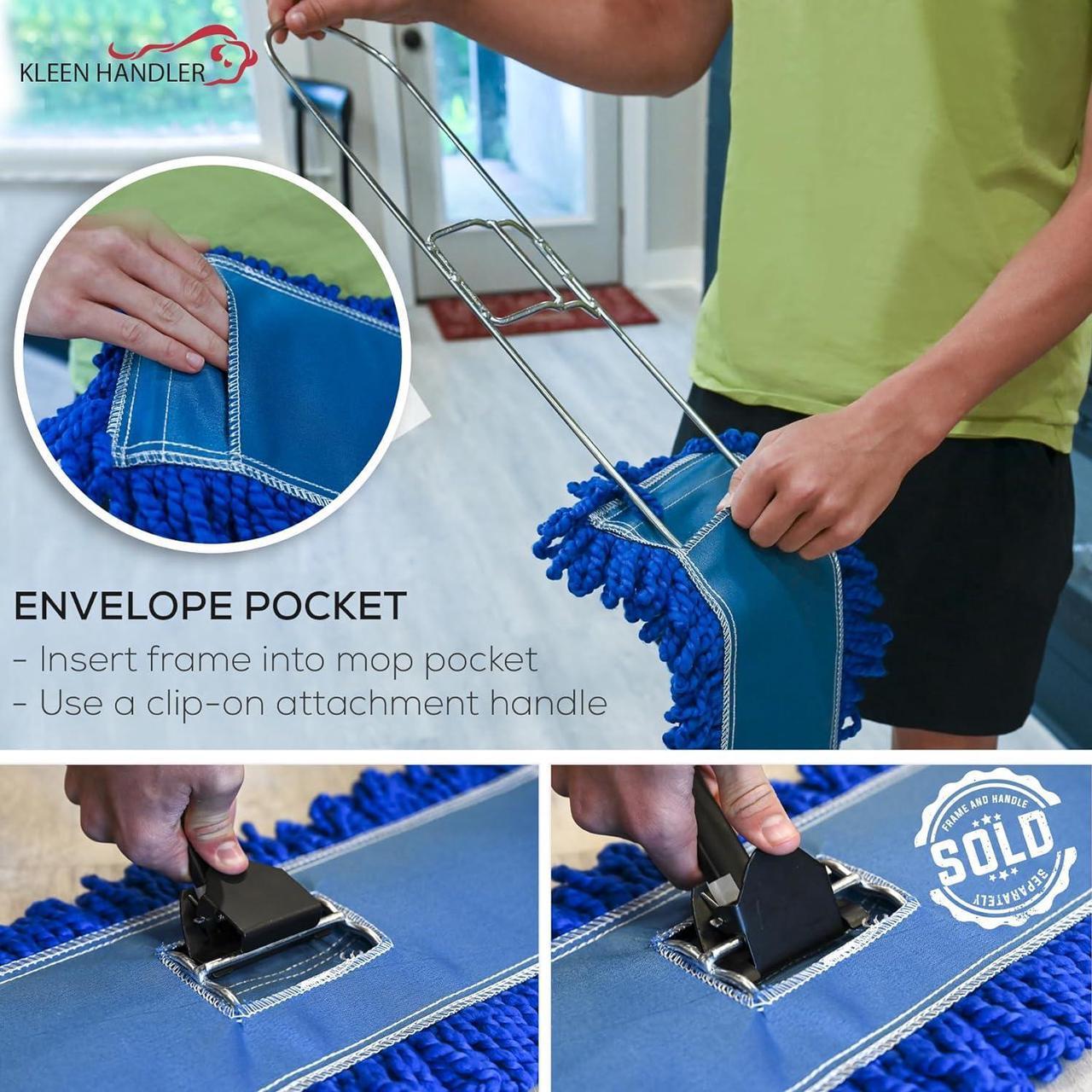 Alt view image 6 of 7 - Kleen Handler 24 inch Microfiber Dust Mop | Medium Washable Commercial Mop Head Replacement, Pack of 3
