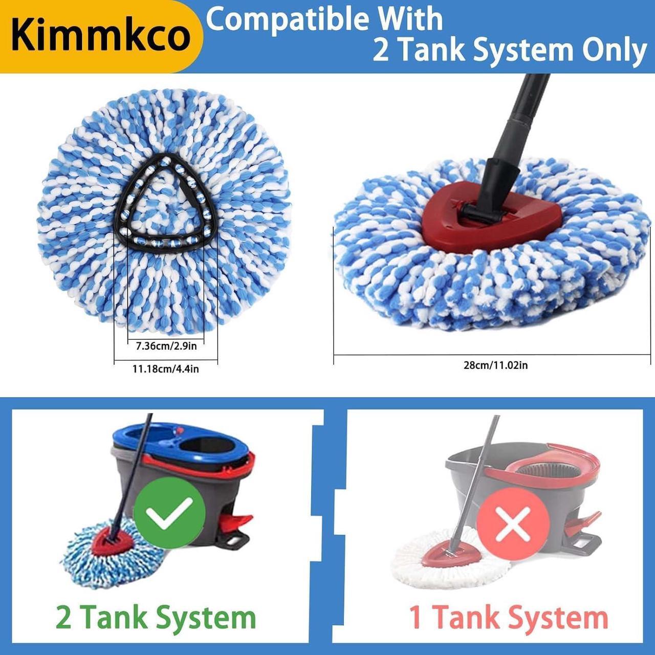 Alt view image 2 of 7 - 6 Pack Spin Mop Head Replacement for O Cedar RinseClean Spin Mop Refill, Mop Replace Head for Only 2-Tank System, Fluffy Microfiber, Machine Washable