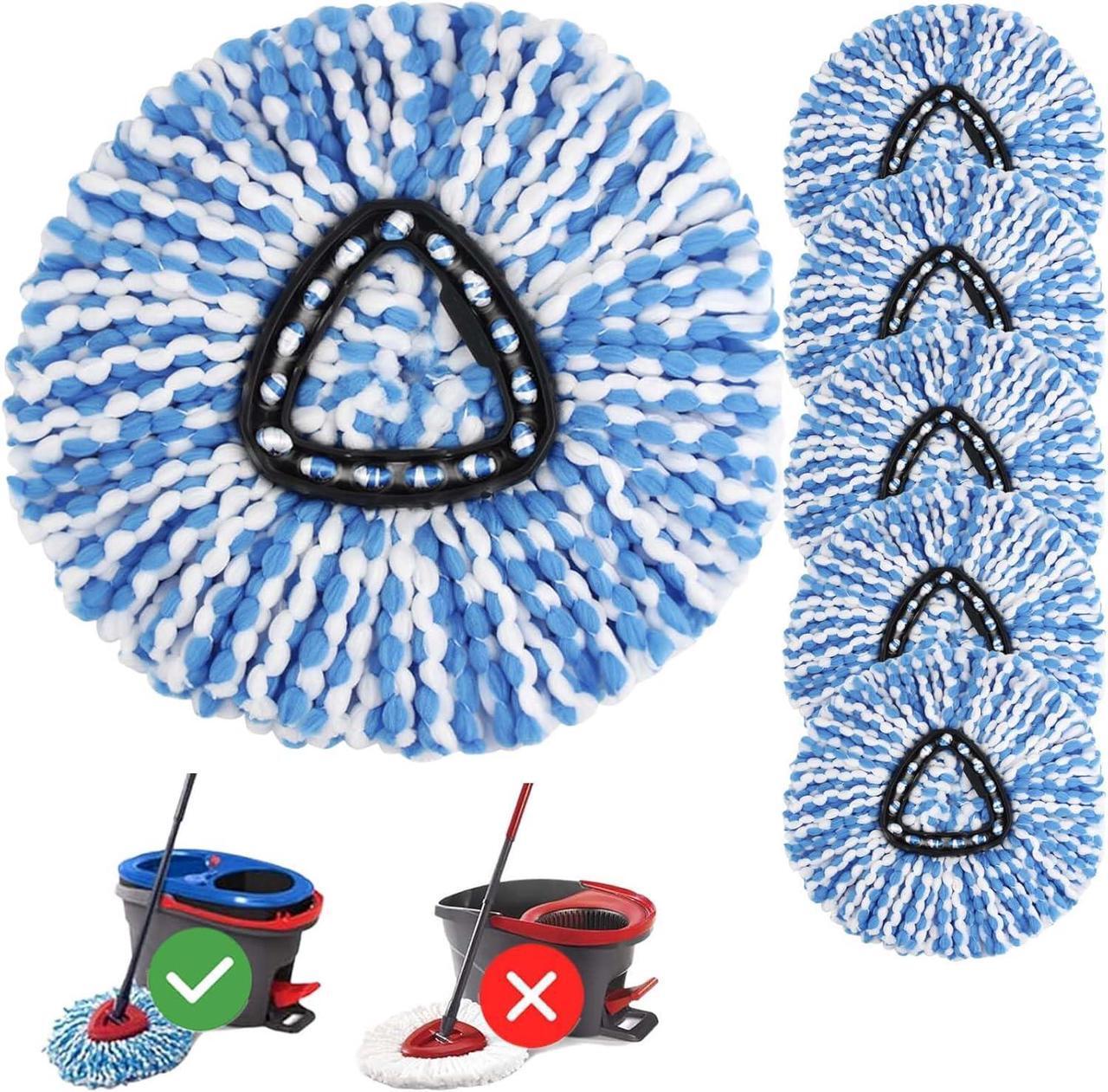 Main image of 6 Pack Spin Mop Head Replacement for O Cedar RinseClean Spin Mop Refill, Mop Replace Head for Only 2-Tank System, Fluffy Microfiber, Machine Washable