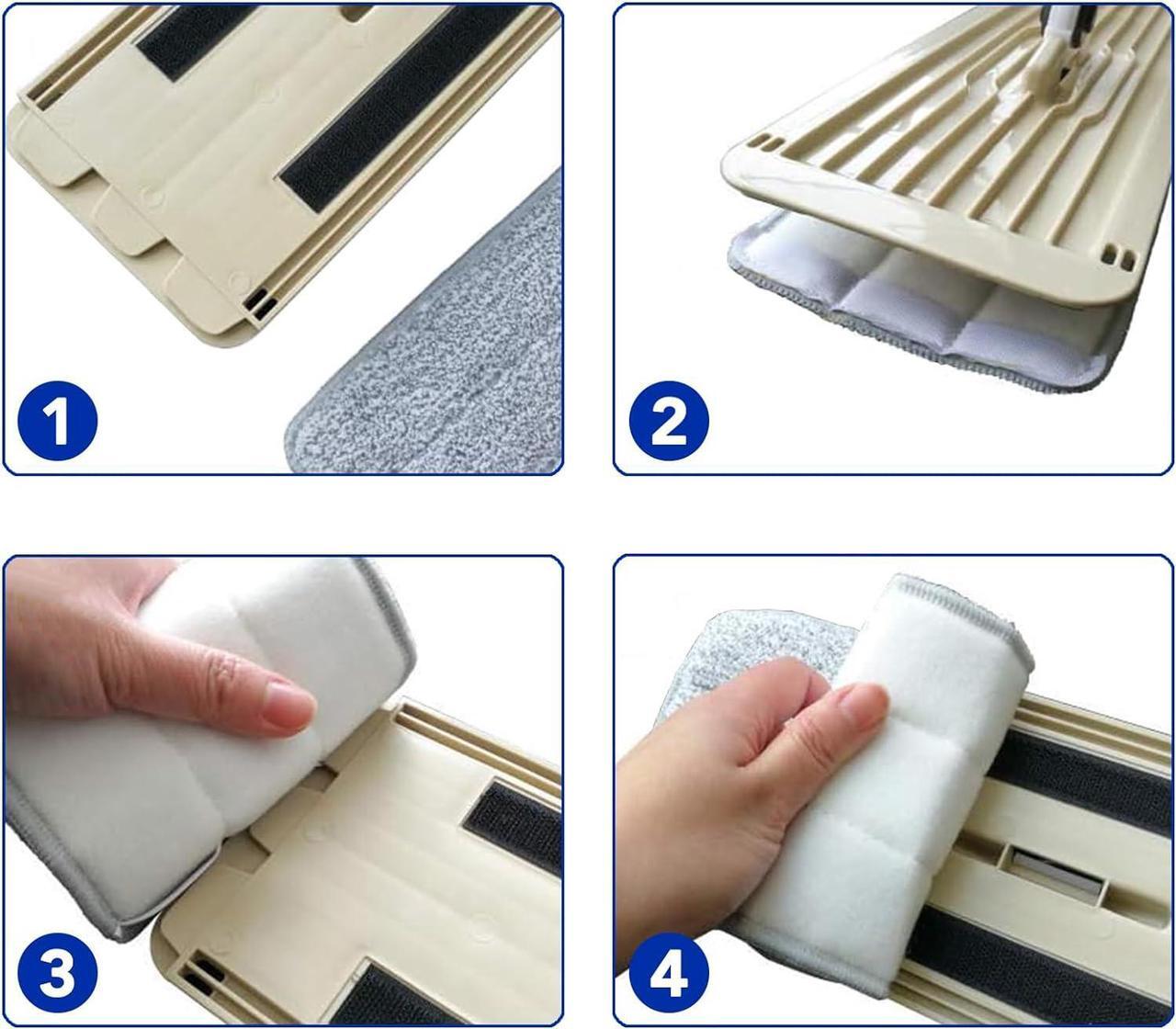 Alt view image 6 of 7 - Microfiber Mop Cleaning Pads Flat: 6 Packs 13" X 4.9" Washable Pads for Floor Cleaning Compatible with Tethys & Most 13 Inch Flat Mop - Pads Replacement for Flat Mop or Mop Bucket Set