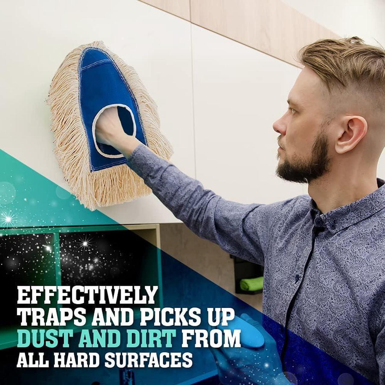 Alt view image 3 of 7 - Fuller Brush Dry Mop - Washable Cotton Mop Head with Adjustable Handle - Removes Dust and Dirt from Surfaces and Hard to Reach Areas Doubles as Dusting Mitt Perfect for Home Use