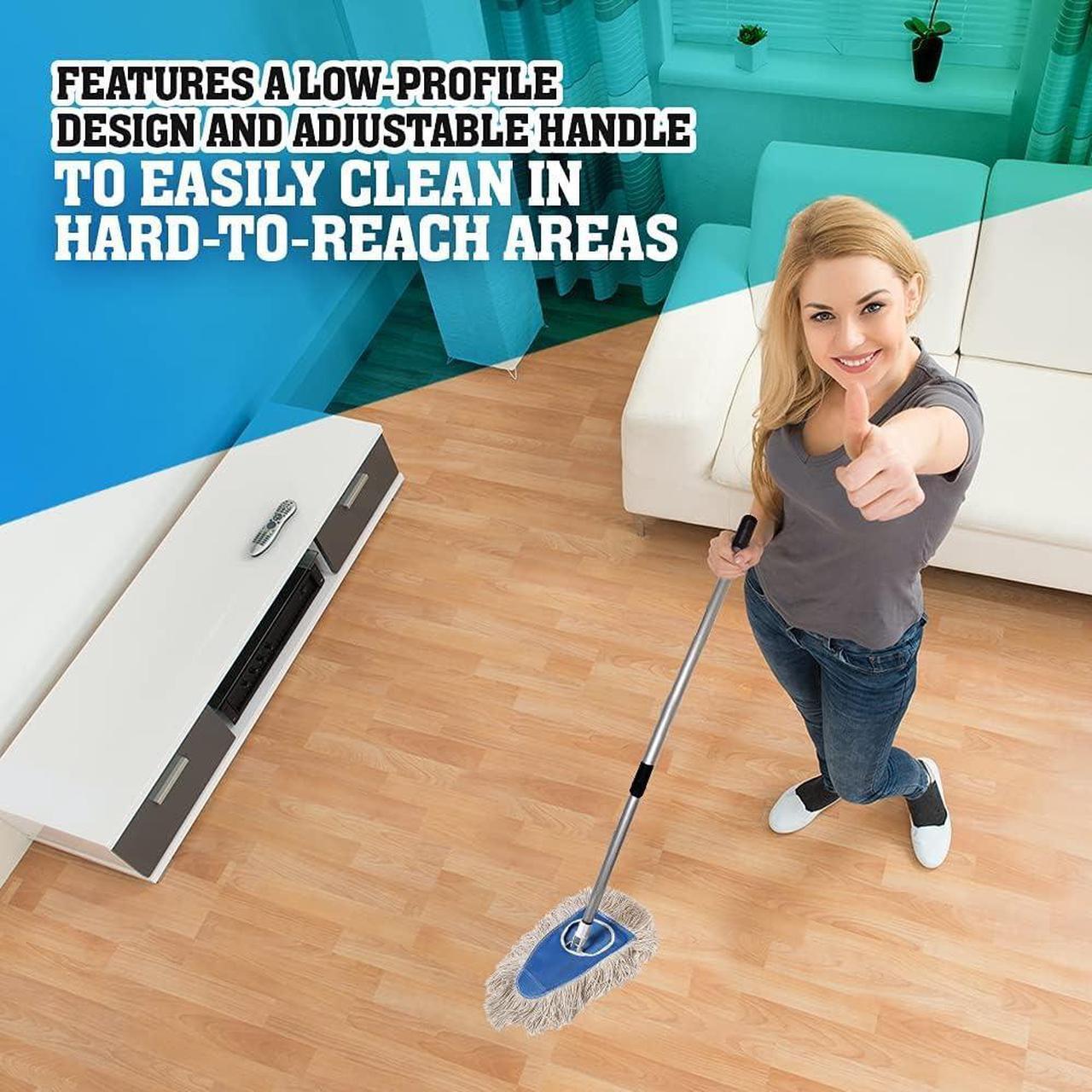 Alt view image 4 of 7 - Fuller Brush Dry Mop - Washable Cotton Mop Head with Adjustable Handle - Removes Dust and Dirt from Surfaces and Hard to Reach Areas Doubles as Dusting Mitt Perfect for Home Use