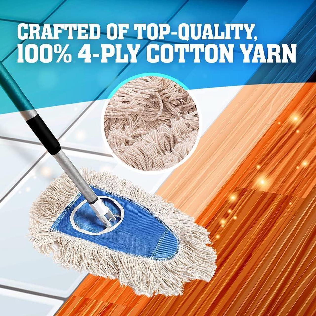 Alt view image 5 of 7 - Fuller Brush Dry Mop - Washable Cotton Mop Head with Adjustable Handle - Removes Dust and Dirt from Surfaces and Hard to Reach Areas Doubles as Dusting Mitt Perfect for Home Use