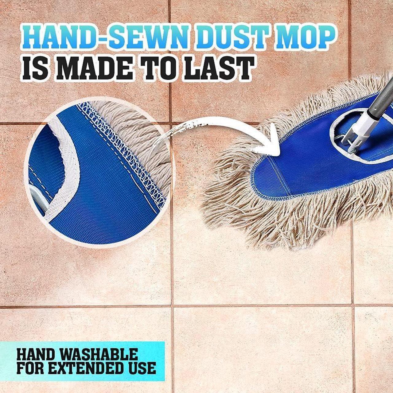 Alt view image 6 of 7 - Fuller Brush Dry Mop - Washable Cotton Mop Head with Adjustable Handle - Removes Dust and Dirt from Surfaces and Hard to Reach Areas Doubles as Dusting Mitt Perfect for Home Use