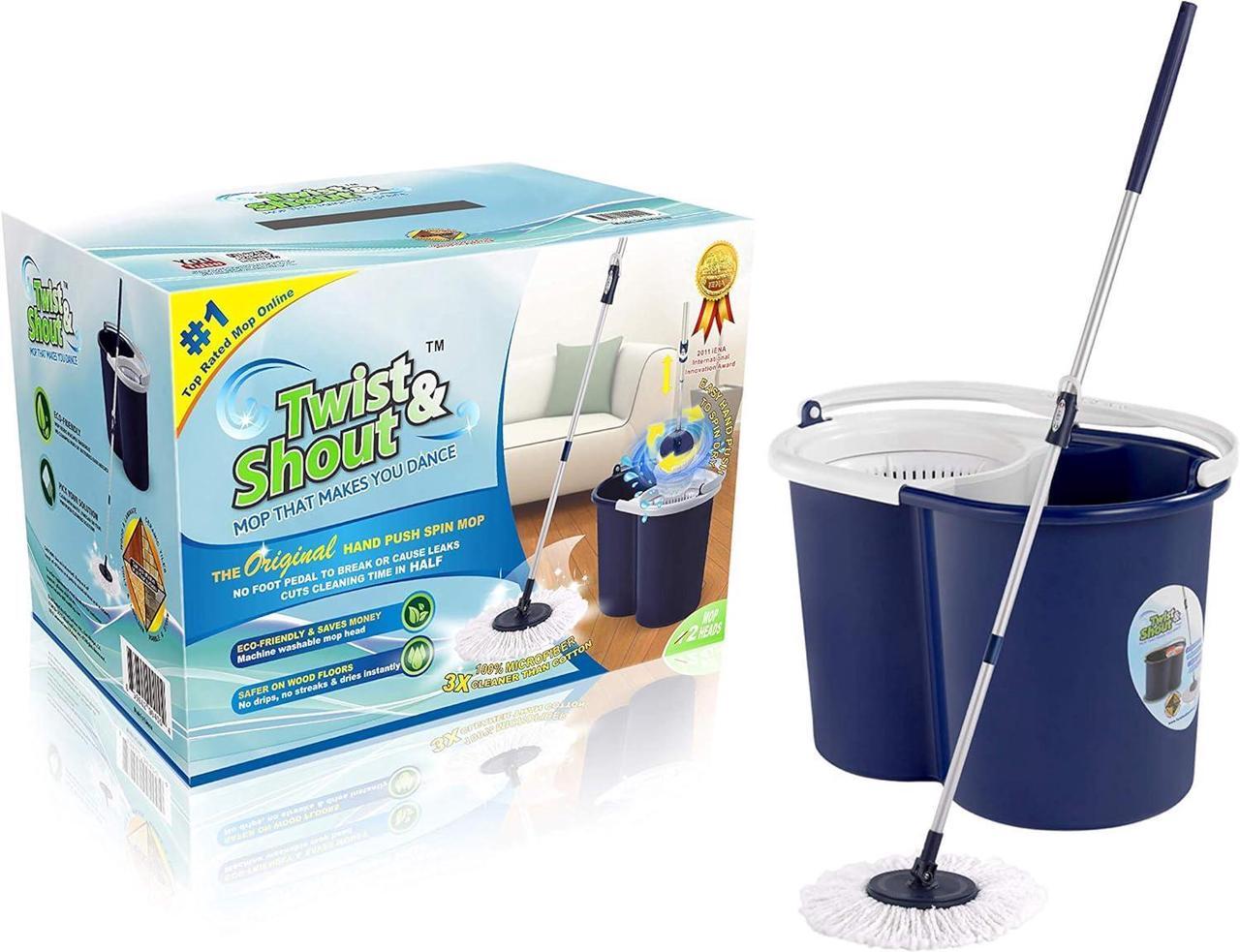 Main image of Twist and Shout Mop - Award Winning Original Hand Push Spin Mop with 2 Microfiber Mopheads