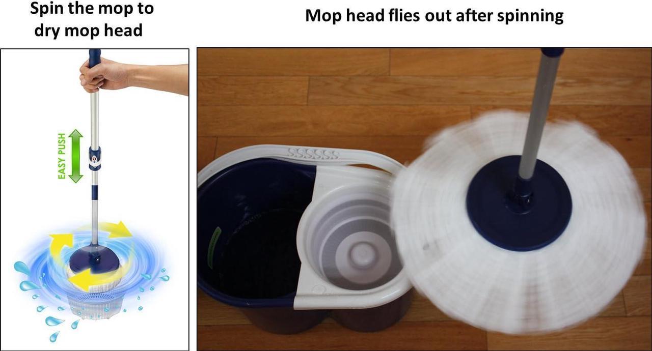 Alt view image 3 of 5 - Twist and Shout Mop - Award Winning Original Hand Push Spin Mop with 2 Microfiber Mopheads