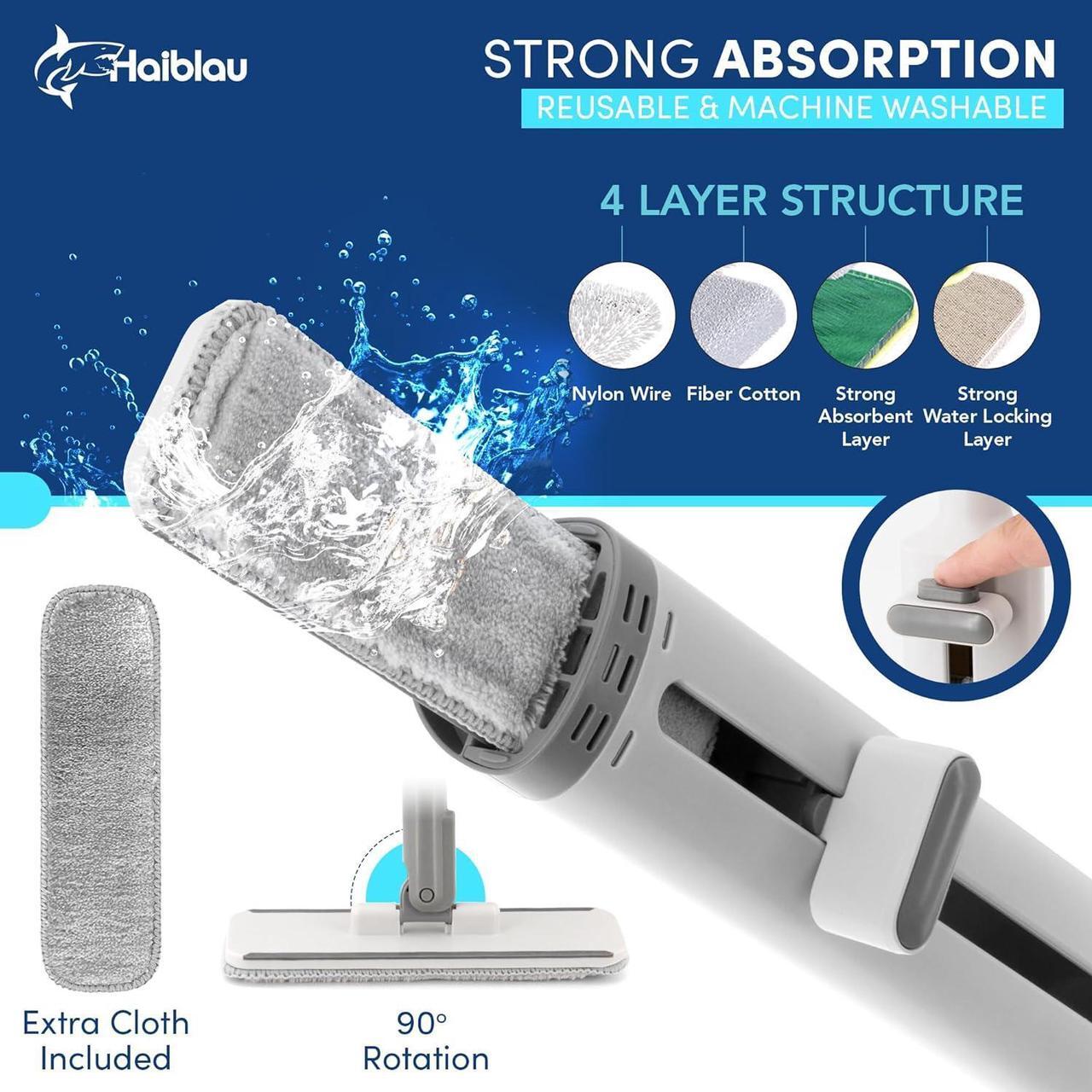Alt view image 7 of 7 - Flat Mop & Bucket Wringer Set with Self-Squeeze Mini Mop, Portable Handheld Wet/Dry Mini Mop with Microfiber Pads, Flat Mop and Bucket System