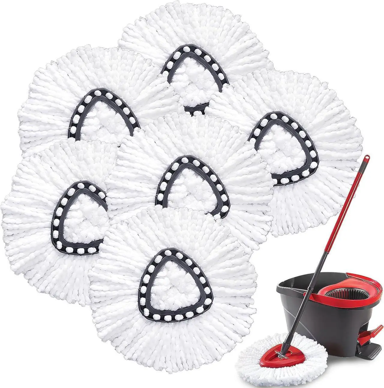 Main image of Mop Replacement Heads for O Cedar Mop Replace Head Easy Wring Spin Mop Heads Replacements Easy to Clean Install and Replaceable Mop Head Machine Washable(6pack)