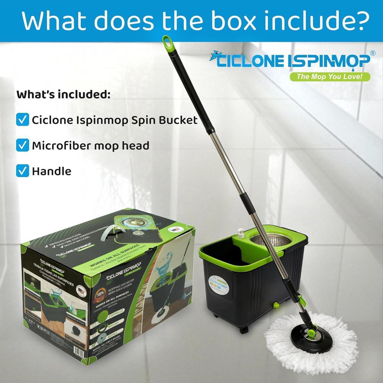 Alt view image 3 of 7 - Spinning Mop and Bucket with Wringer Set for Home - 360 Spin Mop with Adjustable Handle & Bucket with Wheels - 1 Microfiber Mop Head - Mop and Bucket Set for Floor Cleaning at Home, Office, Hotel