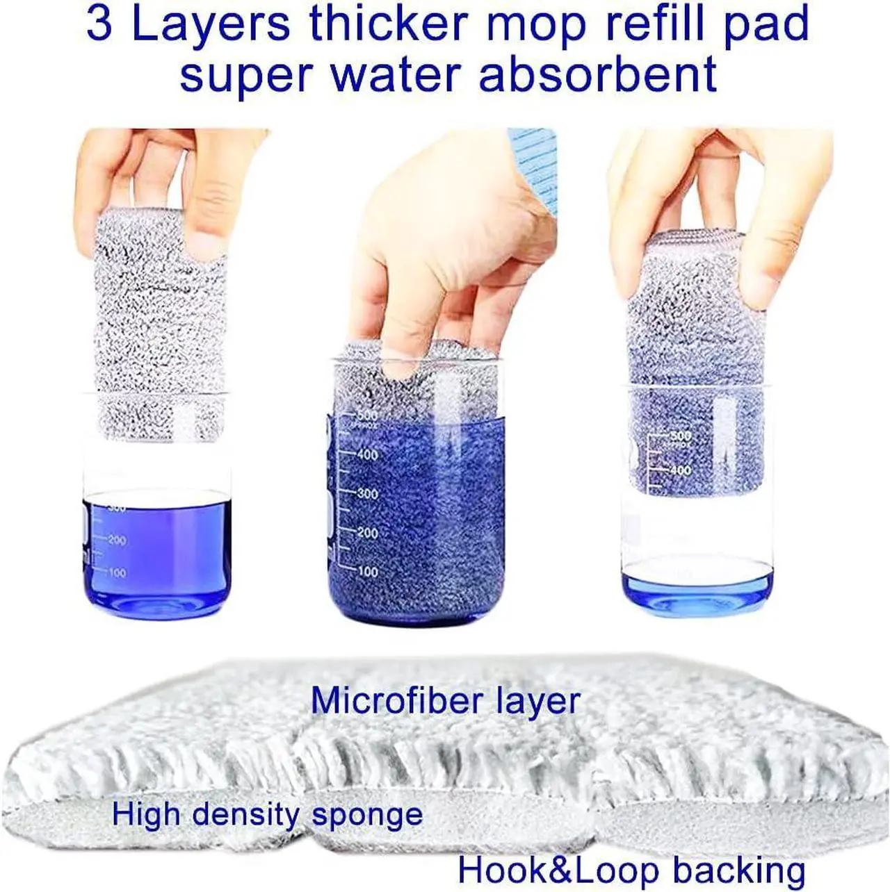 Alt view image 5 of 7 - Microfiber Mop Replacement Pads- 16.5''x5.5'' Wet Dry Floor Cleaning Pad Compatible with Bona Floor Care System, Reusable Mop Pad Refills Fit 14 to 16 Flat Mop - 6 Pack