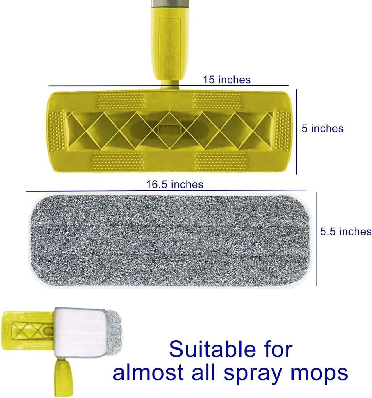 Alt view image 6 of 7 - Microfiber Mop Replacement Pads- 16.5''x5.5'' Wet Dry Floor Cleaning Pad Compatible with Bona Floor Care System, Reusable Mop Pad Refills Fit 14 to 16 Flat Mop - 6 Pack