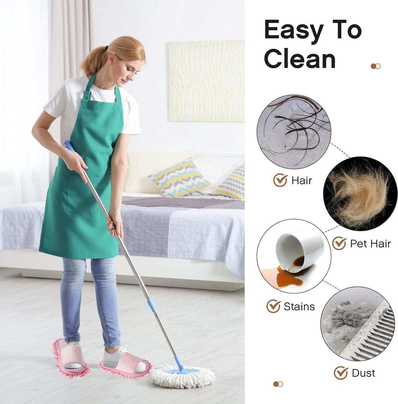 Alt view image 4 of 6 - Jecery 4 Pairs Washable Mop Slippers Detachable Microfiber Slippers Mop Shoes Dusting Slippers Floor Cleaning Slippers for Women Men Home Office Kitchen Floor Dust Dirt Clean, Medium (L Size)