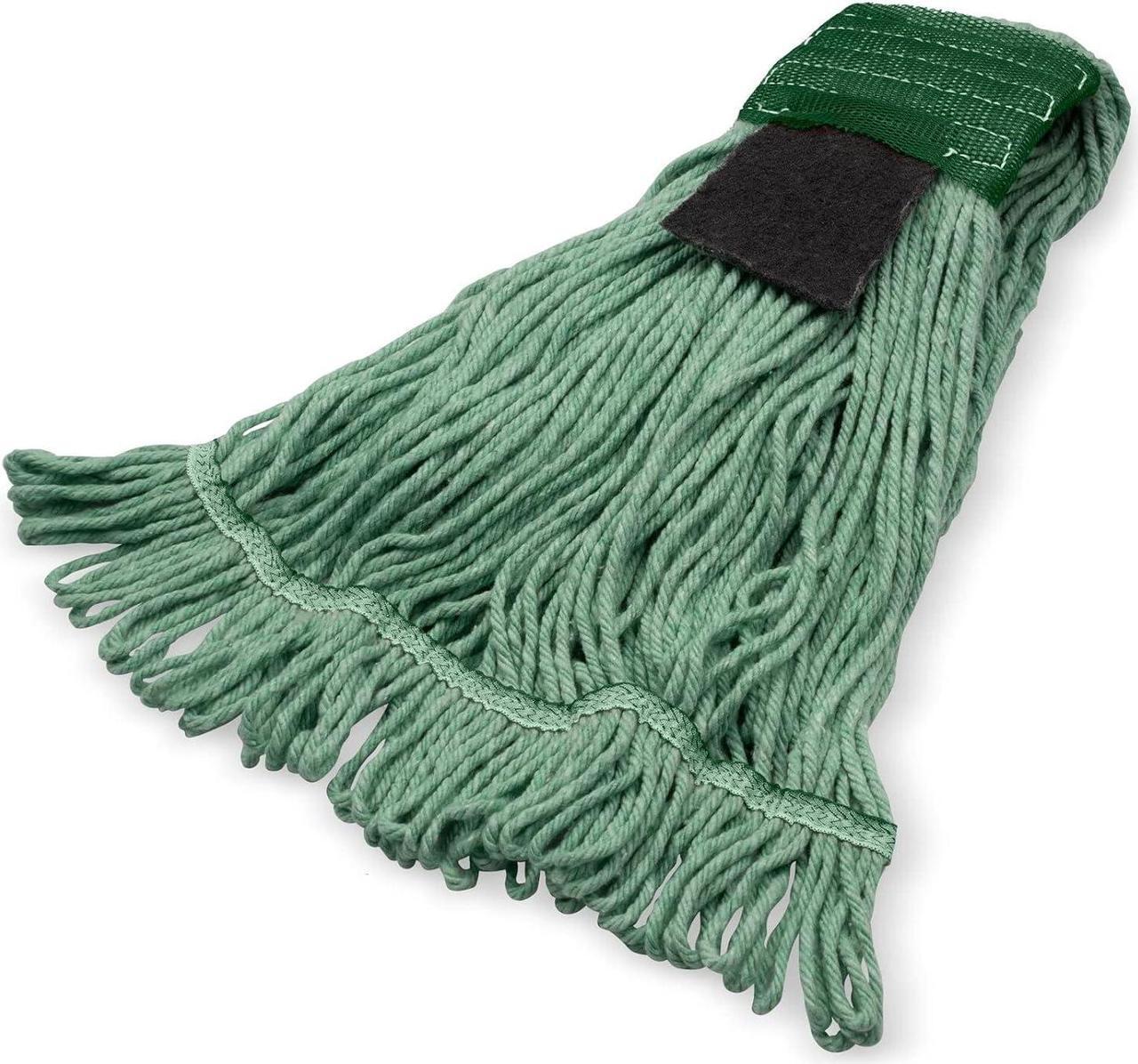 Main image of SPARTA Flo-Pac Acrylic Mop Head, Loop-Ended, Wide Band with 5" Green Band with Scrubber for Organized Cleaning, Medium, Green, (Pack of 12)