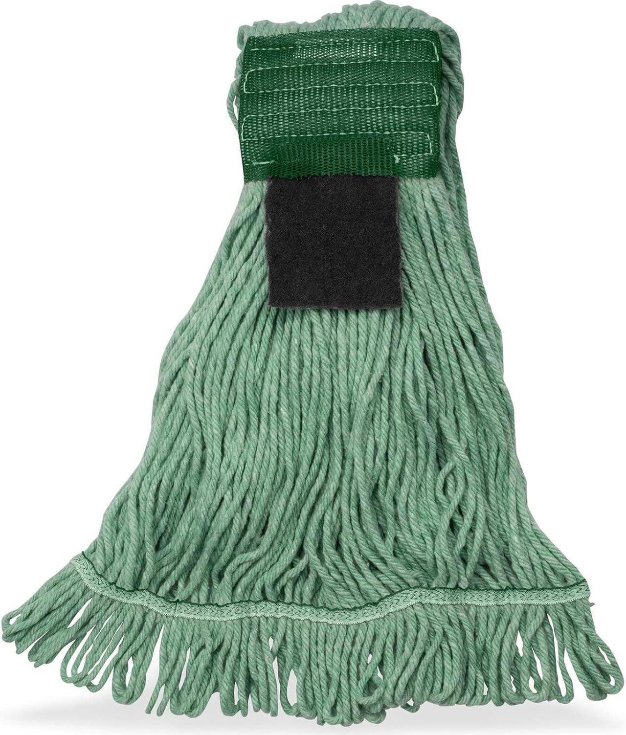 Alt view image 2 of 7 - SPARTA Flo-Pac Acrylic Mop Head, Loop-Ended, Wide Band with 5" Green Band with Scrubber for Organized Cleaning, Medium, Green, (Pack of 12)