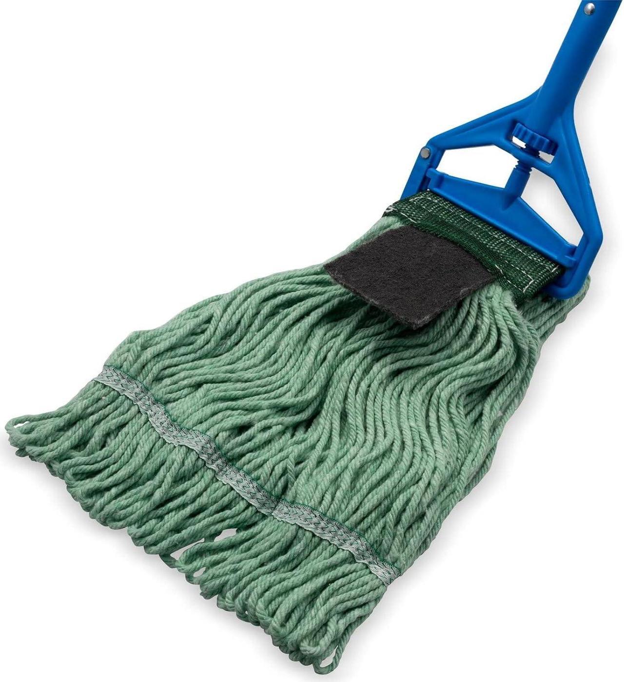 Alt view image 3 of 7 - SPARTA Flo-Pac Acrylic Mop Head, Loop-Ended, Wide Band with 5" Green Band with Scrubber for Organized Cleaning, Medium, Green, (Pack of 12)