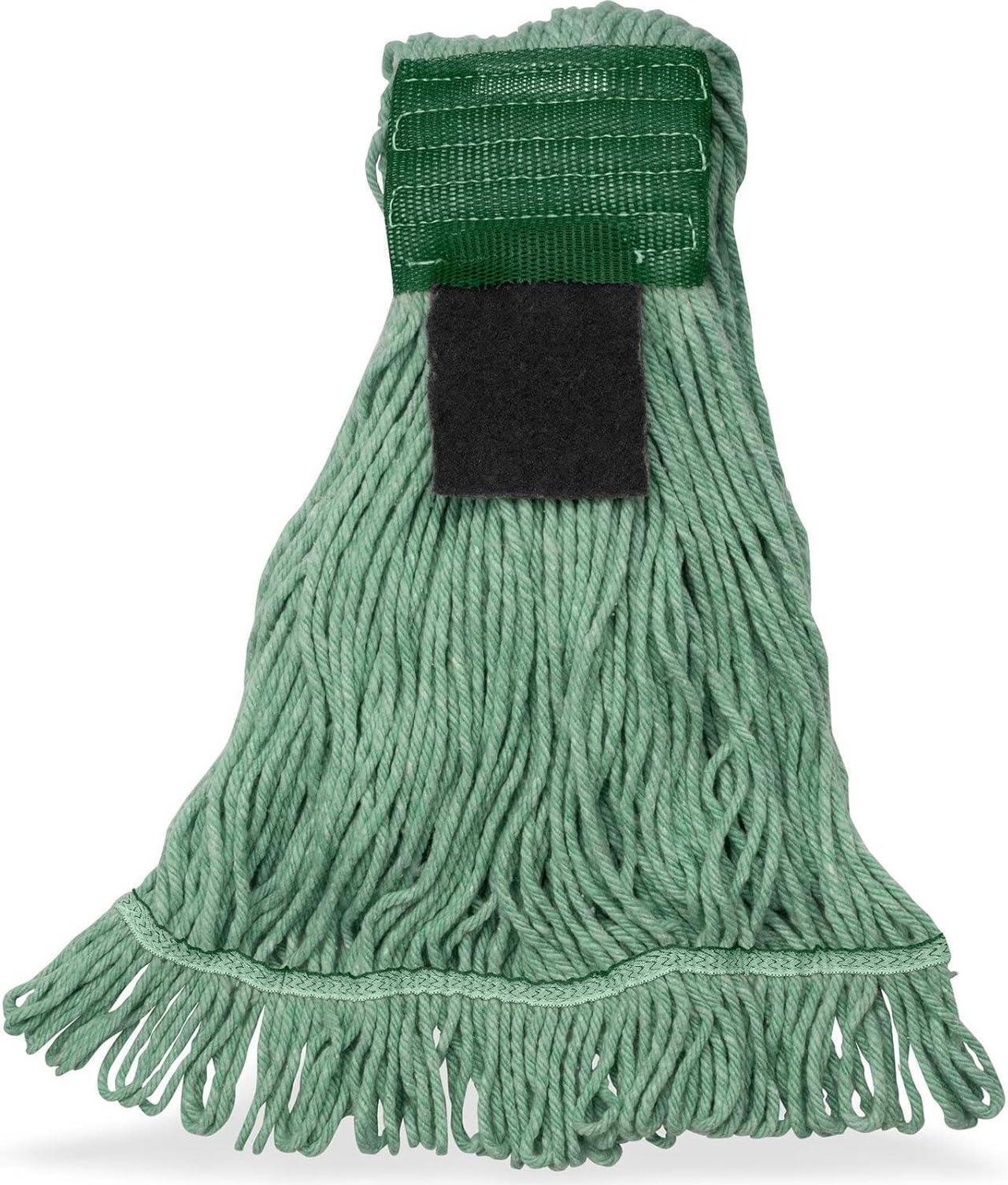 Alt view image 5 of 7 - SPARTA Flo-Pac Acrylic Mop Head, Loop-Ended, Wide Band with 5" Green Band with Scrubber for Organized Cleaning, Medium, Green, (Pack of 12)