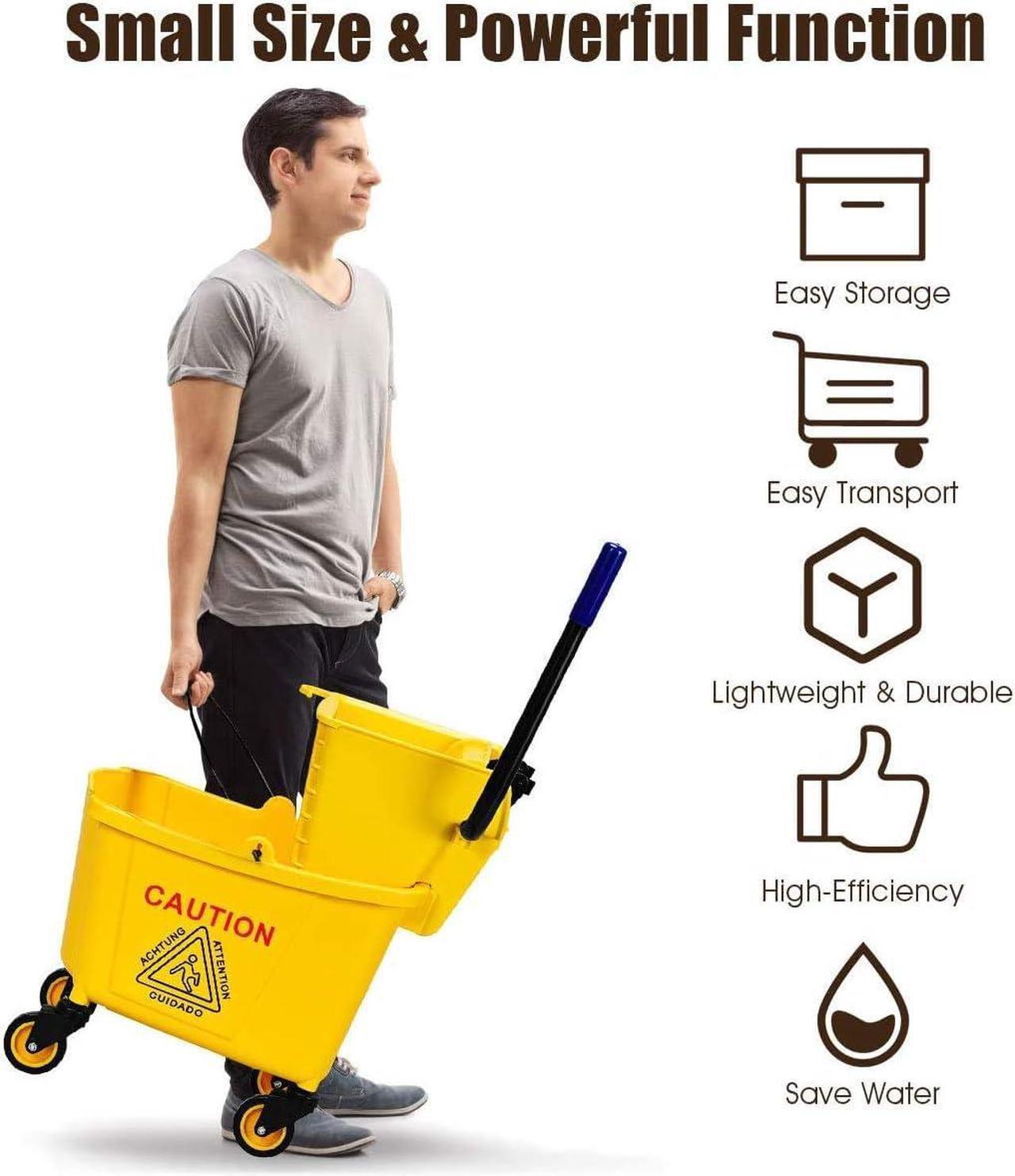 Alt view image 3 of 7 - Nightcore Commercial Mop Bucket, All-in-one Tandem Floor Cleaning Wavebrake, Side Press Cleaning Wringer Portable Trolley On Wheels, Ideal for Household, Commercial,Restaurant,26 Quart Capacity