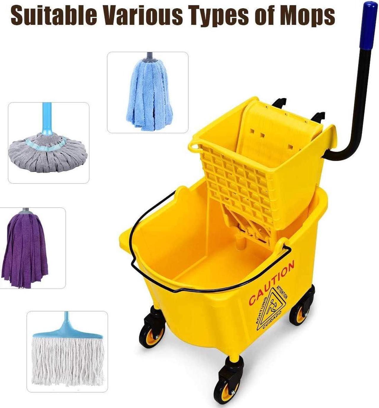 Alt view image 6 of 7 - Nightcore Commercial Mop Bucket, All-in-one Tandem Floor Cleaning Wavebrake, Side Press Cleaning Wringer Portable Trolley On Wheels, Ideal for Household, Commercial,Restaurant,26 Quart Capacity