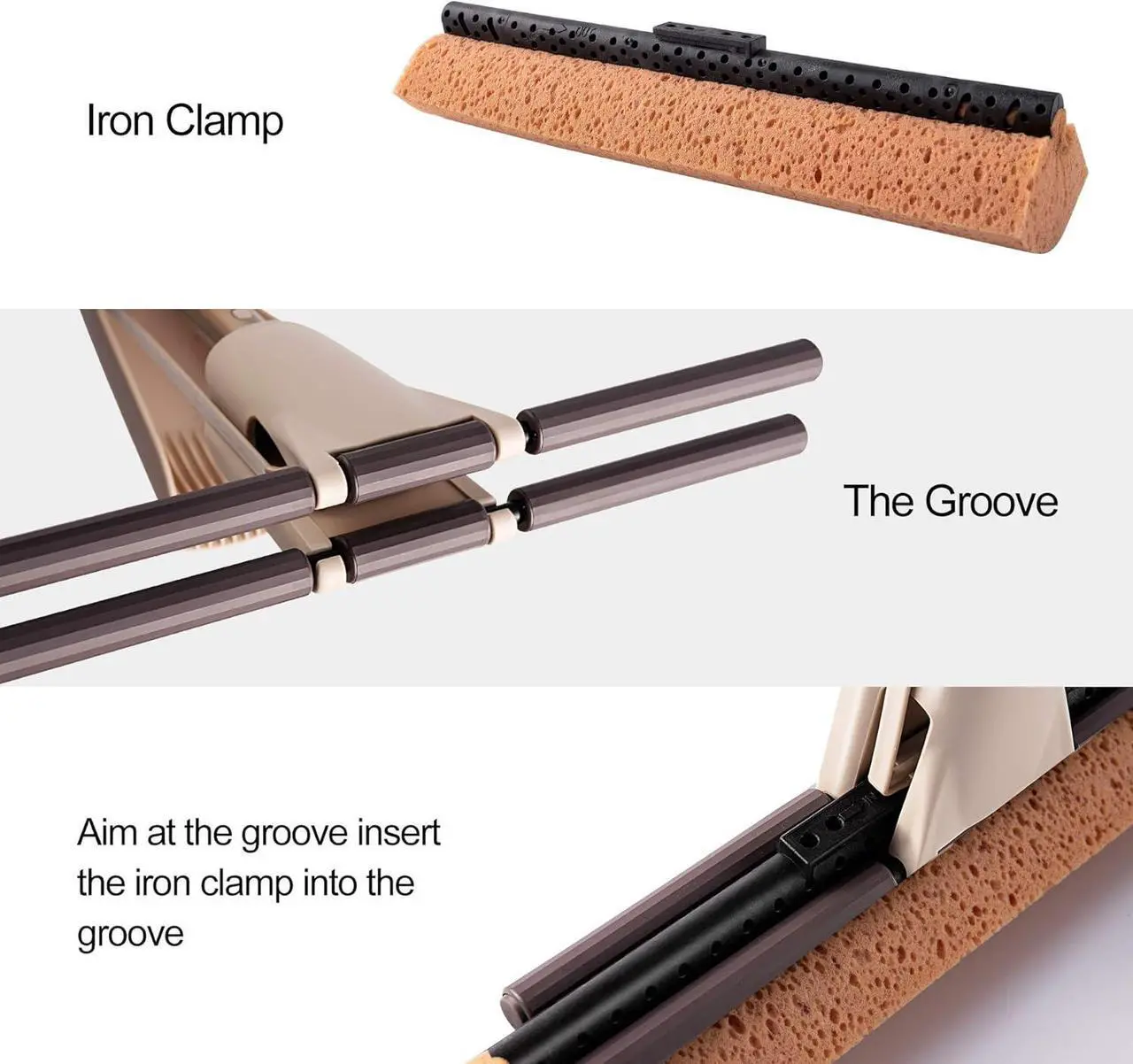 Alt view image 6 of 7 - Eyliden Sponge Mop for Floor Cleaning with Total 2pcs Absorbent Sponge, Self Wringing, Easy Squeeze Mops for Kitchen Bathroom Office Hardwood Laminate Tile Marble Ceramic Floors