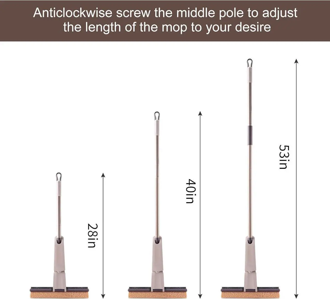 Alt view image 7 of 7 - Eyliden Sponge Mop for Floor Cleaning with Total 2pcs Absorbent Sponge, Self Wringing, Easy Squeeze Mops for Kitchen Bathroom Office Hardwood Laminate Tile Marble Ceramic Floors