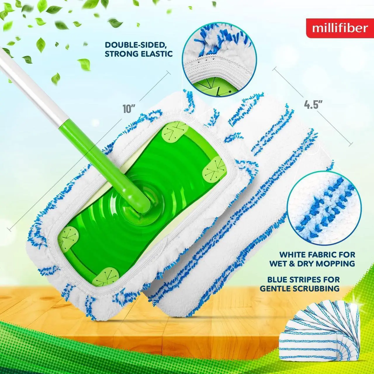 Alt view image 3 of 7 - Microfiber Reusable Mop Pads Compatible with Swiffer Sweeper Mops (4-Pack) Washable Mop Pads for Wet & Dry Use (Mop is Not Included)