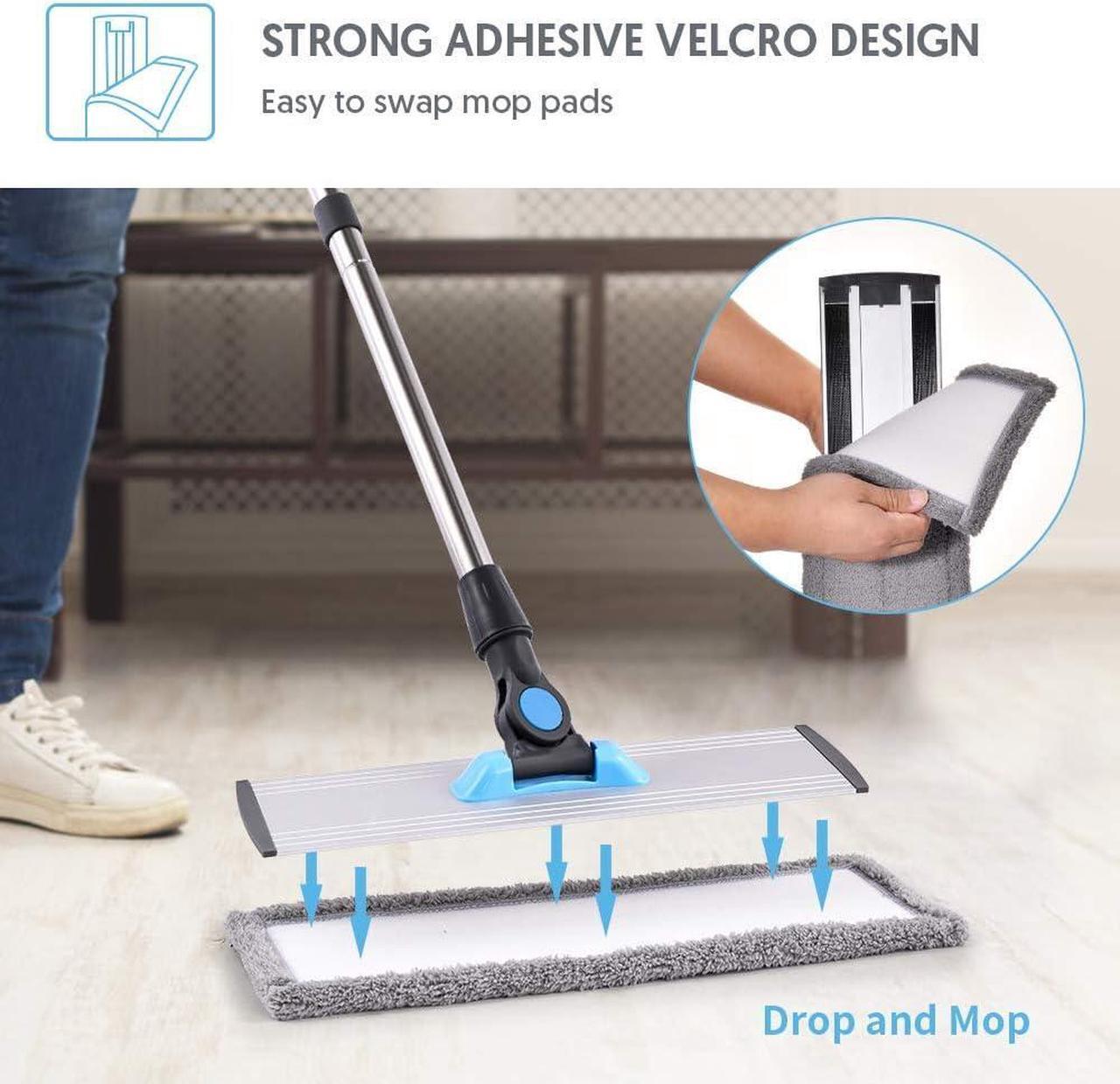 Alt view image 4 of 7 - Microfiber Dust Mop for Hardwood Floors - MANGOTIME Dry Floor Mop for Floor Cleaning Hardwood Wood Tile Vinyl Laminate, Wet Flat Mop with 4 Washable Reusable Microfiber Pads and Aluminum Mop Head