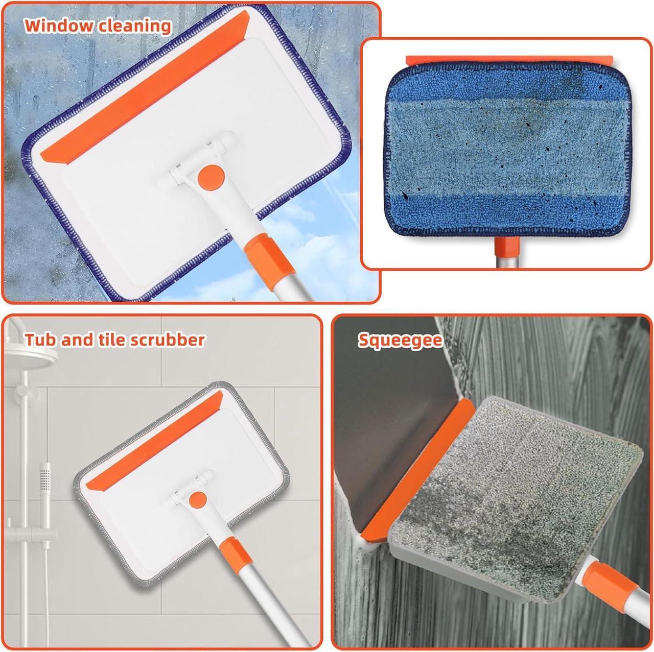 Alt view image 6 of 7 - Baseboard Cleaner Tool with Handle, Adjustable Long Handled Baseboard Cleaner with 49 inch Long Handle & 4 Reusable Pads for Baseboards Wall Cleaning