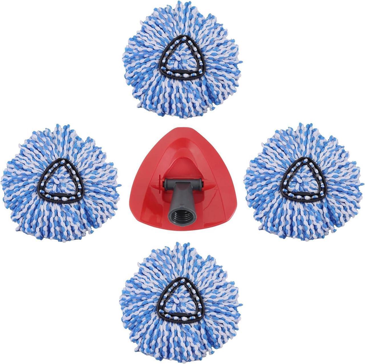 Main image of 4 Pack Mop Replace Head with 1 Mop Base Compatible with O Cedar 2 Tank Spin Mop Refill and Bucket, Easy Cleaning Microfiber Spin Mop Replacement Head, Rotating Mop Head Replacement for Floor Cleaning