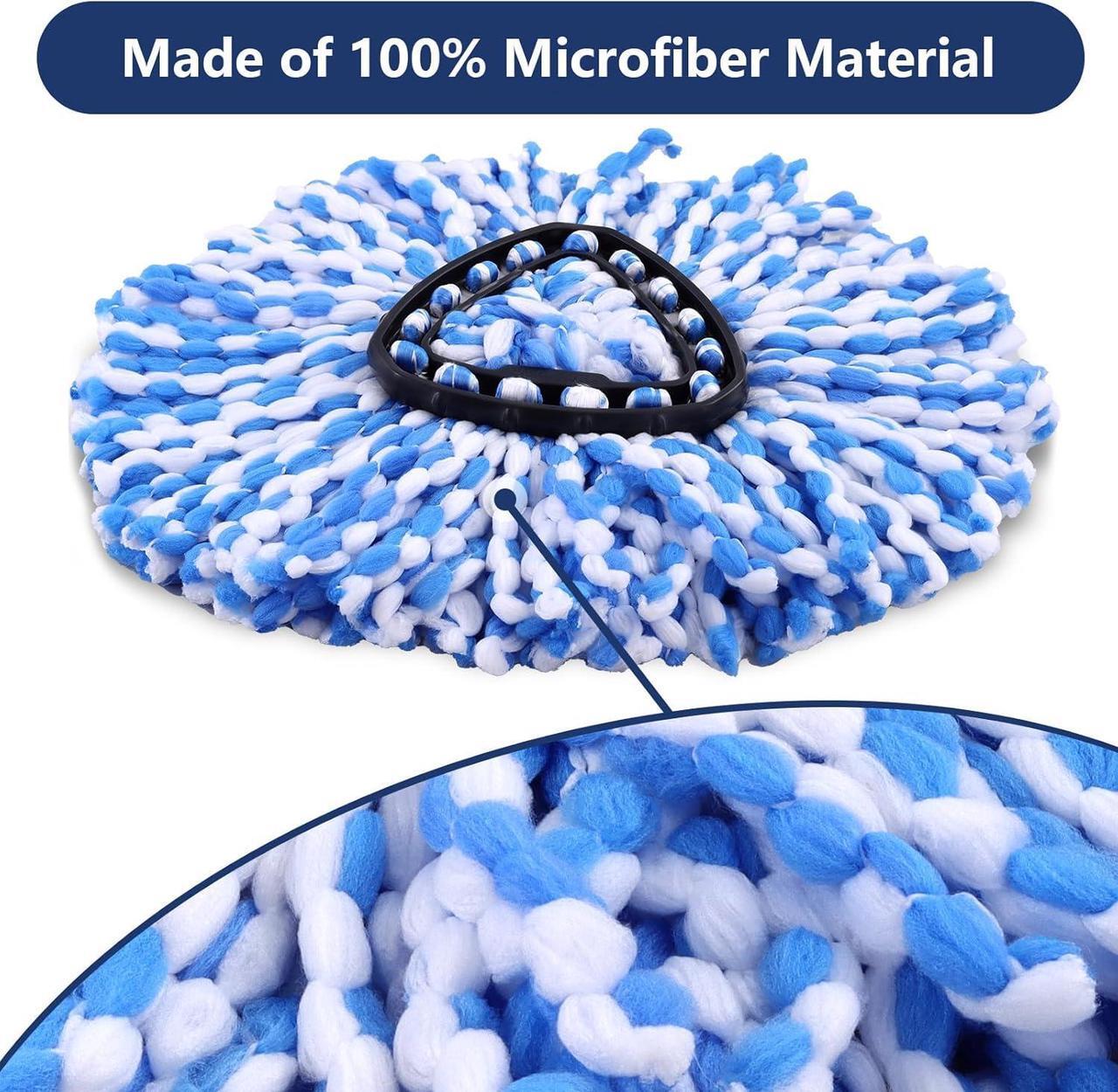 Alt view image 4 of 7 - 4 Pack Mop Replace Head with 1 Mop Base Compatible with O Cedar 2 Tank Spin Mop Refill and Bucket, Easy Cleaning Microfiber Spin Mop Replacement Head, Rotating Mop Head Replacement for Floor Cleaning