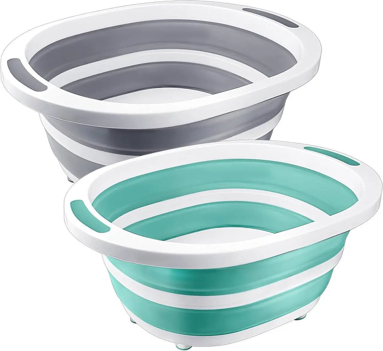 Main image of Collapsible Wash Basin, 2 Pack 7.5L Dish Tub Sink Basin Folding Dish Pans for Kitchen Sink, 2-in-1 Dishpan + Cutting Board, Tub Washing Bin Bucket for Cleaning Prep Portable Sink Dish Basin Green+Gray
