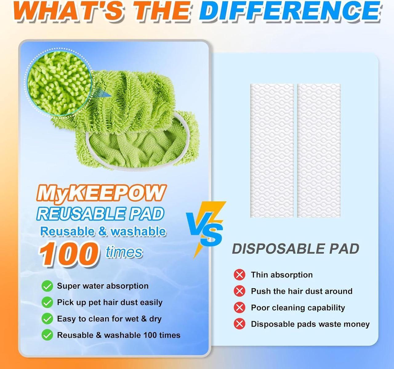 Alt view image 4 of 6 - Reusable Mop Pads for Swiffer Sweeper XL Mop, MyKEEPOW Dry Wet XL Sweeping Refill Pads for Floor Cleaning, 3 Pack